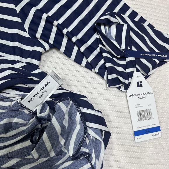Beach House NWT Swim Admiral Cover Up Dress XL Blue/White UPF 50 - Picture 4 of 11